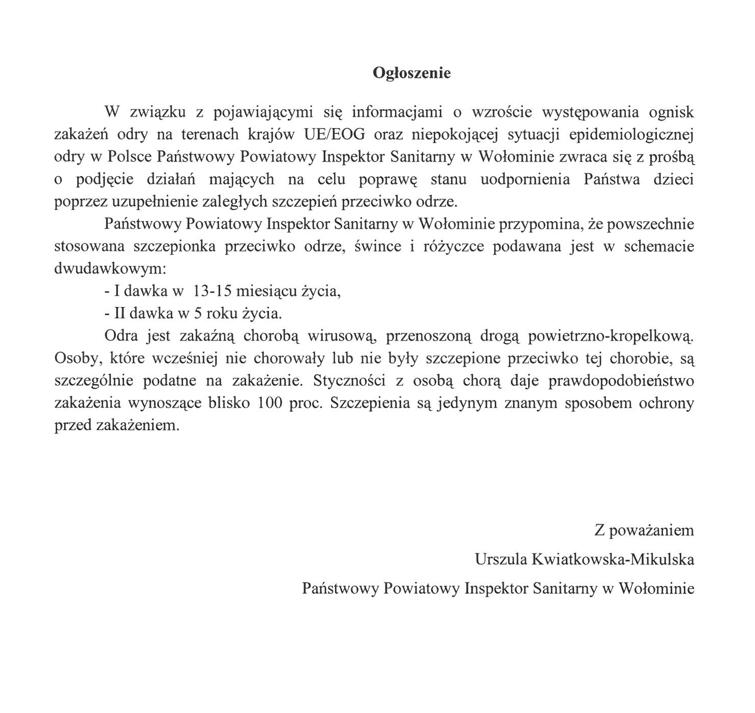 Odra ogłoszenie